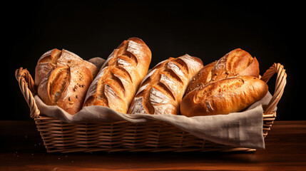 Bread in a wooden basket