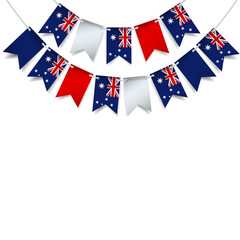 Fototapeta premium Vector Illustration of Australia Day. Garland with the flag of Australia on a white background. 