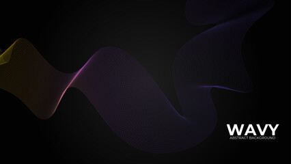 Abstract glowing wave lines on dark background. Dynamic wave pattern. Modern gradient flowing wavy lines. Futuristic technology concept. Suit for banner, poster, brochure. vector illustration