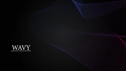 Abstract glowing wave lines on dark background. Dynamic wave pattern. Modern gradient flowing wavy lines. Futuristic technology concept. Suit for banner, poster, brochure. vector illustration