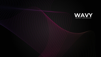 Abstract glowing wave lines on dark background. Dynamic wave pattern. Modern gradient flowing wavy lines. Futuristic technology concept. Suit for banner, poster, brochure. vector illustration