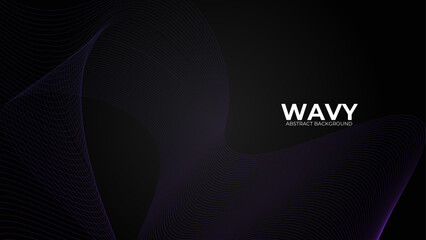 Abstract glowing wave lines on dark background. Dynamic wave pattern. Modern gradient flowing wavy lines. Futuristic technology concept. Suit for banner, poster, brochure. vector illustration