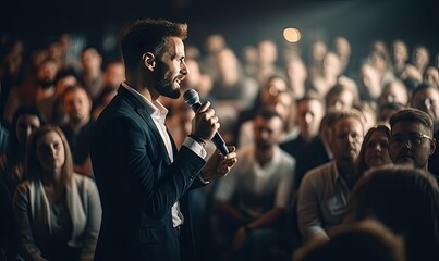 The Captivating Speaker With an Eager Audience - obrazy, fototapety, plakaty