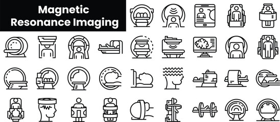 Set of outline magnetic resonance imaging icons - obrazy, fototapety, plakaty