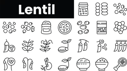 Poster Set of outline lentil icons © DuoWalker
