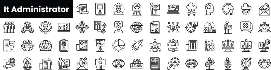 Set of outline it administrator icons