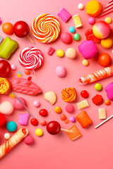 colorful sweets background, produced with ai, illustration, render