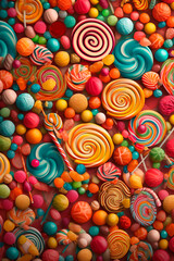 Fototapeta na wymiar colorful sweets background, produced with ai, illustration, render