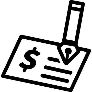 Salary signature Icon Outline Style PNG Transparent Background