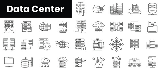 Set of outline data center icons