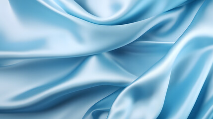 Silk fabric wallpaper texture natural pattern textile pattern background in shiny light bright blue color tone. Generative Ai.