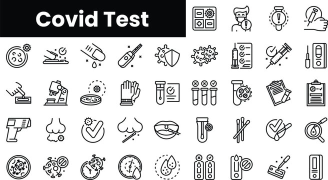 Set of outline covid test icons