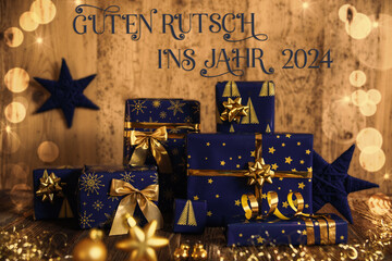 Text Guten Rutsch 2024, Means Happy 2024, Blue Christmas Gifts, Winter Decor
