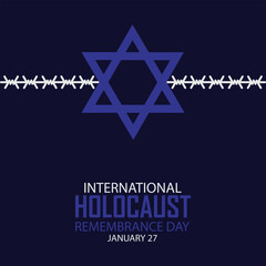 International Holocaust Remembrance Day vector. Star of David . January 27. Important day