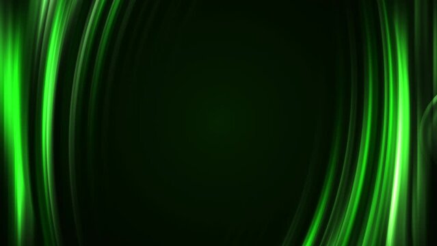 Abstract Green gradient curve background. Animated glowing frame on black background with empty space for text. Loop.
