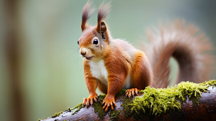 Naklejka na ściany i meble The red squirrel or simply common squirrel is a specie