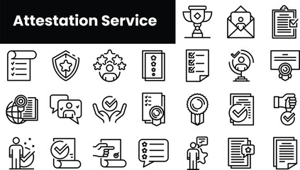 Set of outline attestation service icons - obrazy, fototapety, plakaty