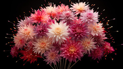 Spectacular fireworks display crafted from an array of dahlia blossoms  AI generative