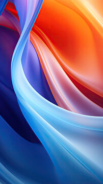 wallpaper glass neomorphism wave in shades of orange, blue, and purple or translucent lighting and depth effects that give three-dimensional appearance