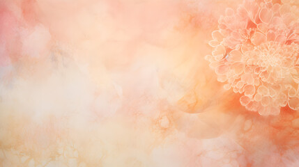 Soft, earthy orange, coral pastel watercolour background with mandalas texture marble. Generative Ai.