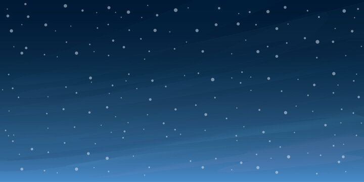 Snowfall with night sky background vector illustration.