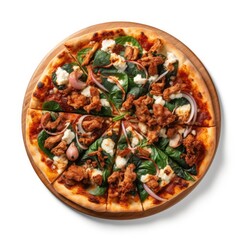 Pizza with Meat and Spinach