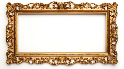 The antique gold frame on the white background. Generative Ai.