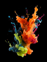 Fototapeta premium The liquid from a .drink can explode with colors. Generative AI. 