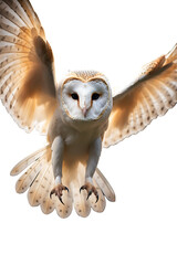 Barn owl flying isolated on transparent background