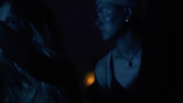 Dancing girl in the night on a Festival