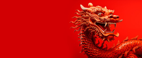 2024 Chinese new year, year of the dragon. Chinese new year poster, greeting cards design with Chinese zodiac dragon. Ai image - obrazy, fototapety, plakaty