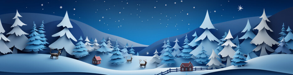 Naklejka premium Winter Wonderland: A Serene Landscape of Snowy Hill, Frosty Trees, and Tranquil Beauty