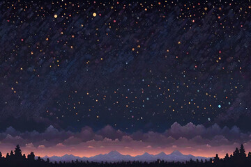 Pixel art night starry sky  background - obrazy, fototapety, plakaty