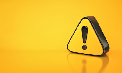 Warning sign with exclamation mark on yellow background