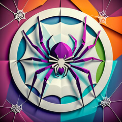 spider shaped illustration made of paper on the abstract background.