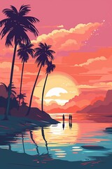 a breathtaking beach sunset, capturing the serene and calming atmosphere of the coast