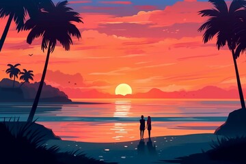 a breathtaking beach sunset, capturing the serene and calming atmosphere of the coast