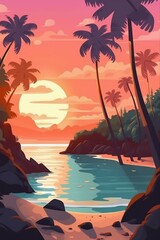 a breathtaking beach sunset, capturing the serene and calming atmosphere of the coast