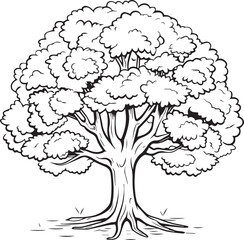 Vector illustration of a tree. black and white