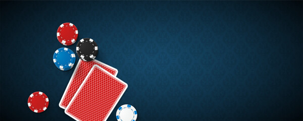 Fototapeta na wymiar Poker table with cards and chips. Vector illustration.