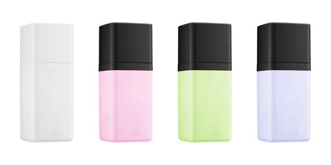 Collection of cosmetic bottles isolated