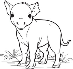 Illustration of a cartoon rhino coloring page design