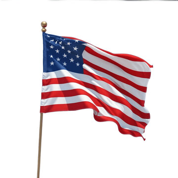 waving American flag on transparent background PNG image
