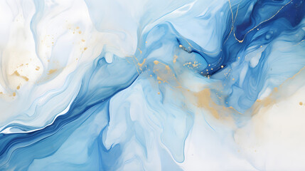 Obraz premium White and Blue shades watercolor fluid painting vector background design. Dusty pastel and golden marble marble texture. Generative Ai.