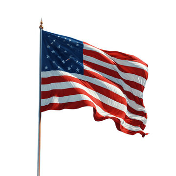 waving American flag on transparent background PNG image