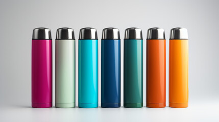 Multi-colored thermos flasks