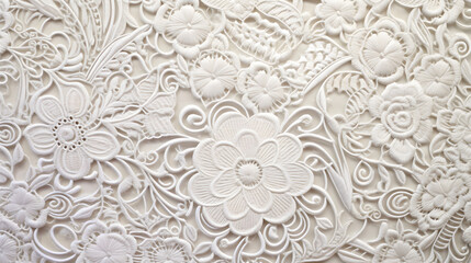 White embroidered fabric. Generative Ai.