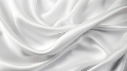 White gray satin texture that is white silver fabric silk panorama background with beautiful soft blur pattern natural. Generative Ai. - 678645979