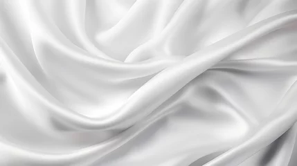 Poster White gray satin texture that is white silver fabric silk panorama background with beautiful soft blur pattern natural. Generative Ai. © tfk