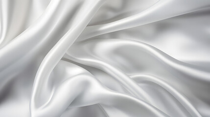 White gray satin texture that is white silver fabric silk panorama background with beautiful soft blur pattern natural. Generative Ai.